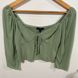 Kendall & Kylie Women’s Sage Green Cottagecore Style Blouse